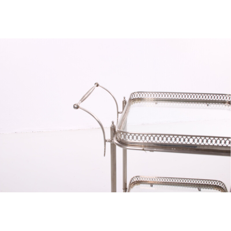 Silver drinking trolley by Maison Jansen Paris 1950