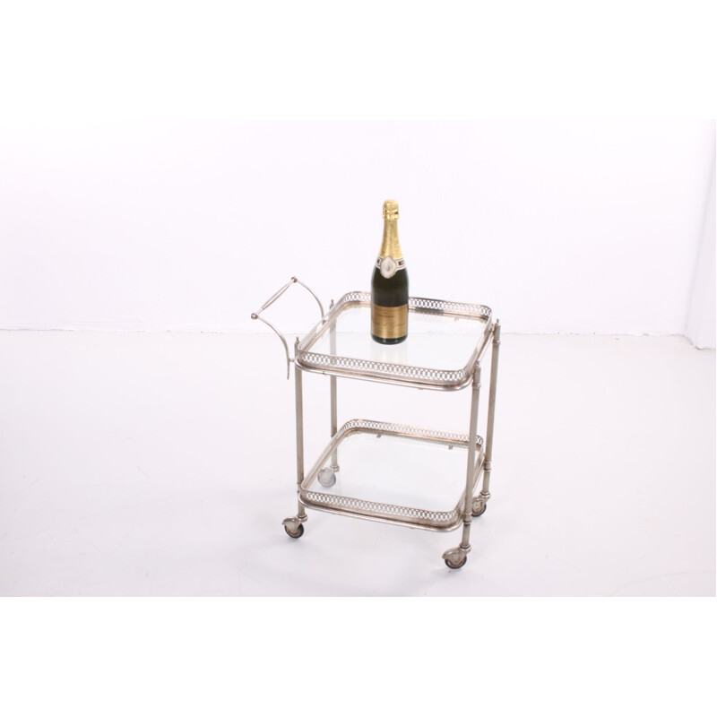 Silver drinking trolley by Maison Jansen Paris 1950