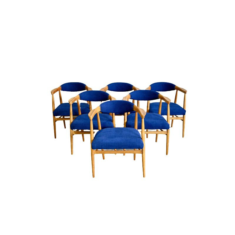 Set of 6 Scandinavian vintage birch chairs, 1960