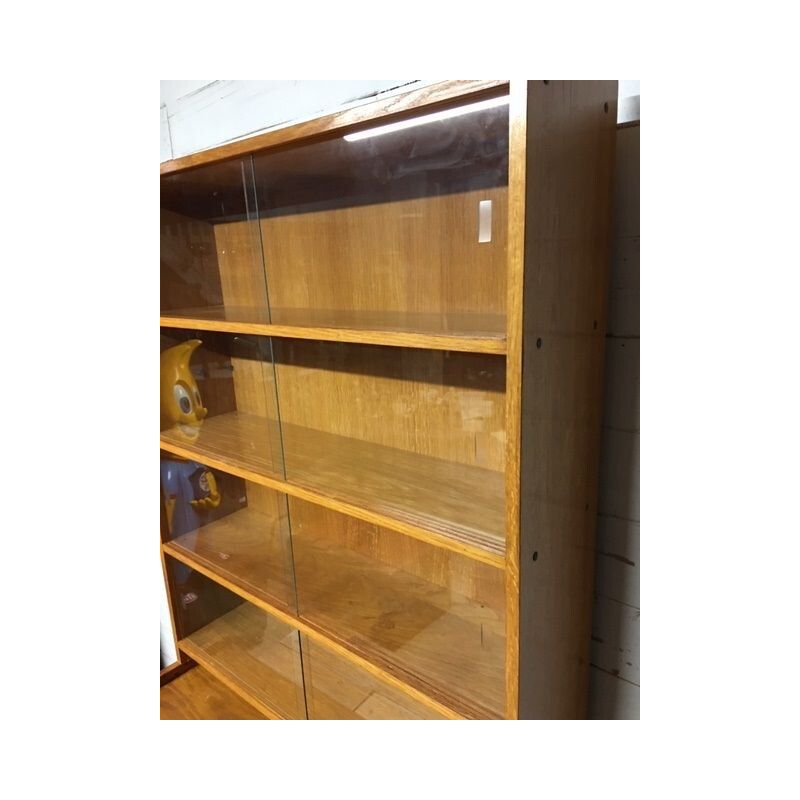 Vintage bookcase with two glass panels 1970s