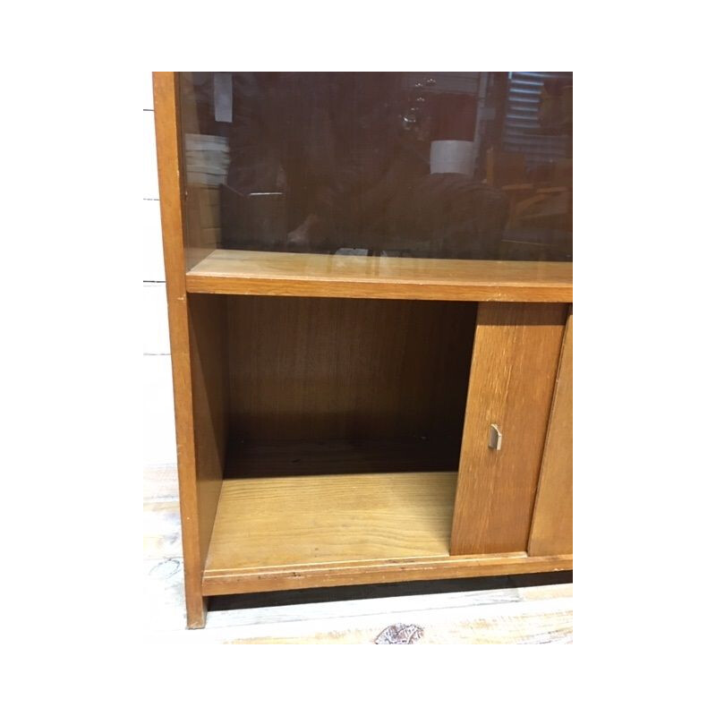 Vintage bookcase with two glass panels 1970s