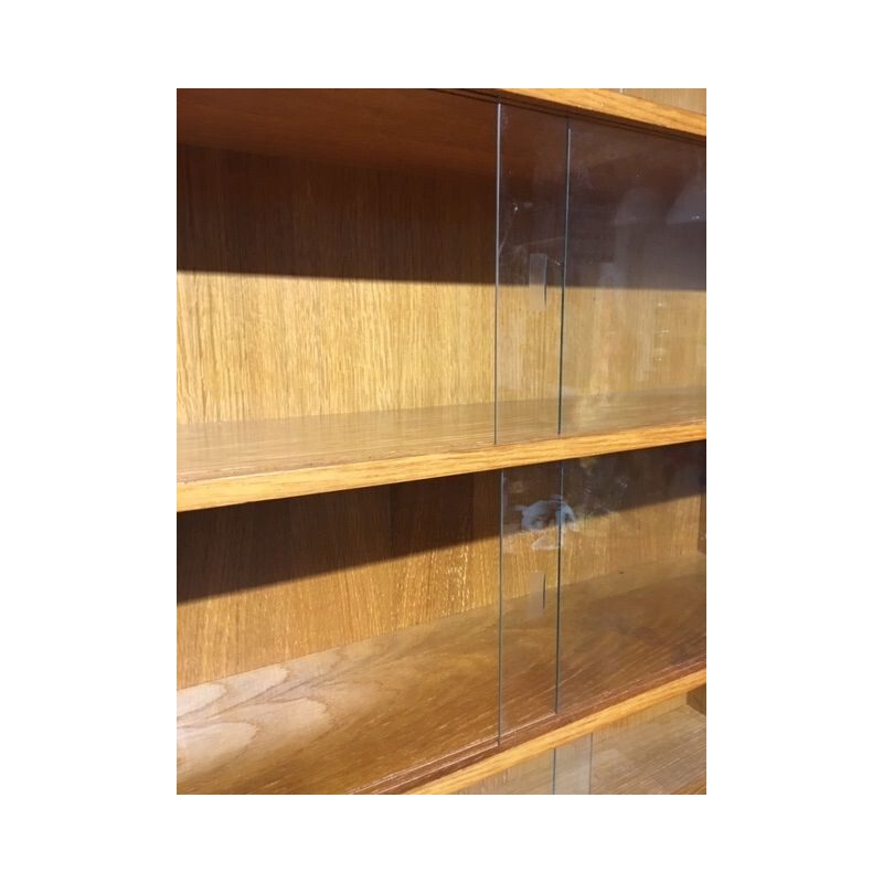 Vintage bookcase with two glass panels 1970s