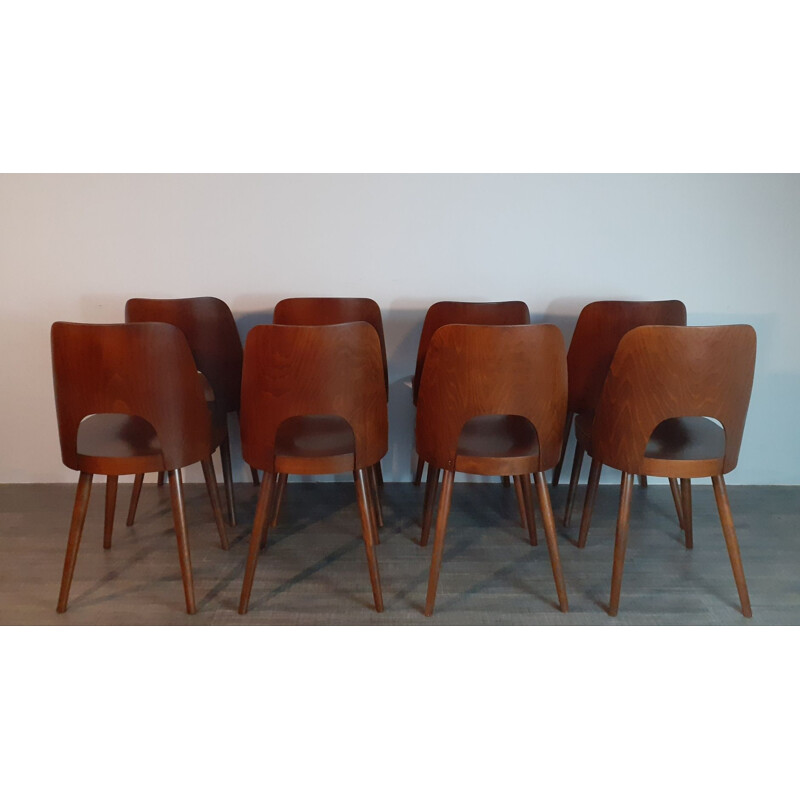 Set of 8 vintage Oswald Haerdtl Walnut Chairs 1955s