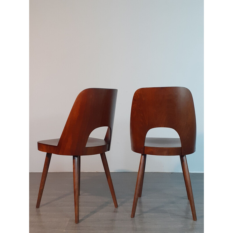 Set of 8 vintage Oswald Haerdtl Walnut Chairs 1955s