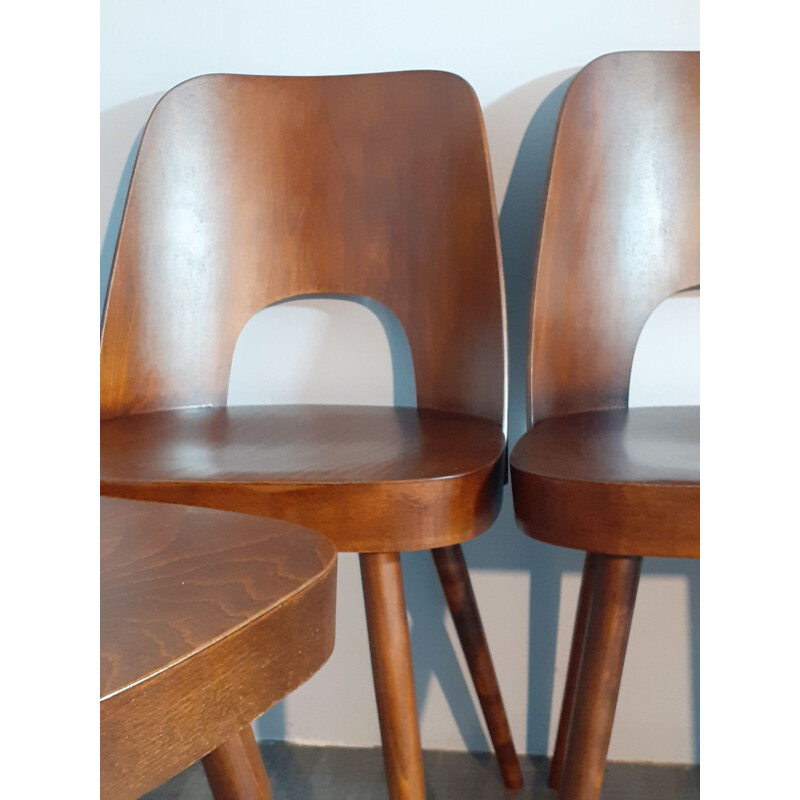 Set of 8 vintage Oswald Haerdtl Walnut Chairs 1955s