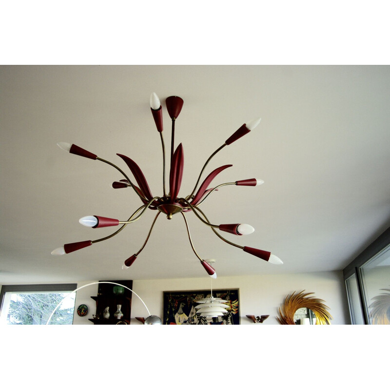 Large vintage Italian 12-branch chandelier 1950s