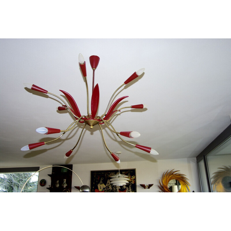 Large vintage Italian 12-branch chandelier 1950s