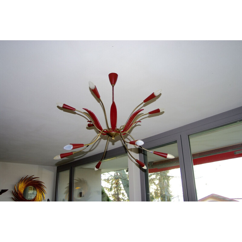 Large vintage Italian 12-branch chandelier 1950s