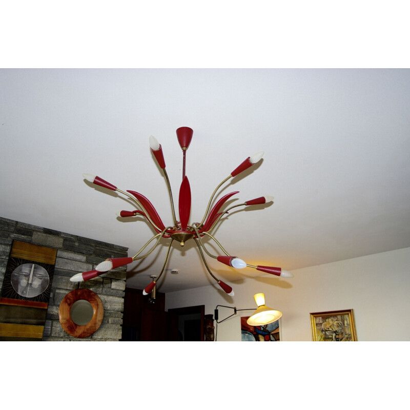 Large vintage Italian 12-branch chandelier 1950s