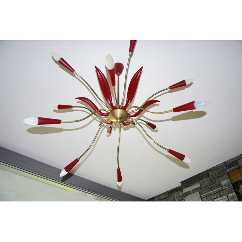 Large vintage Italian 12-branch chandelier 1950s