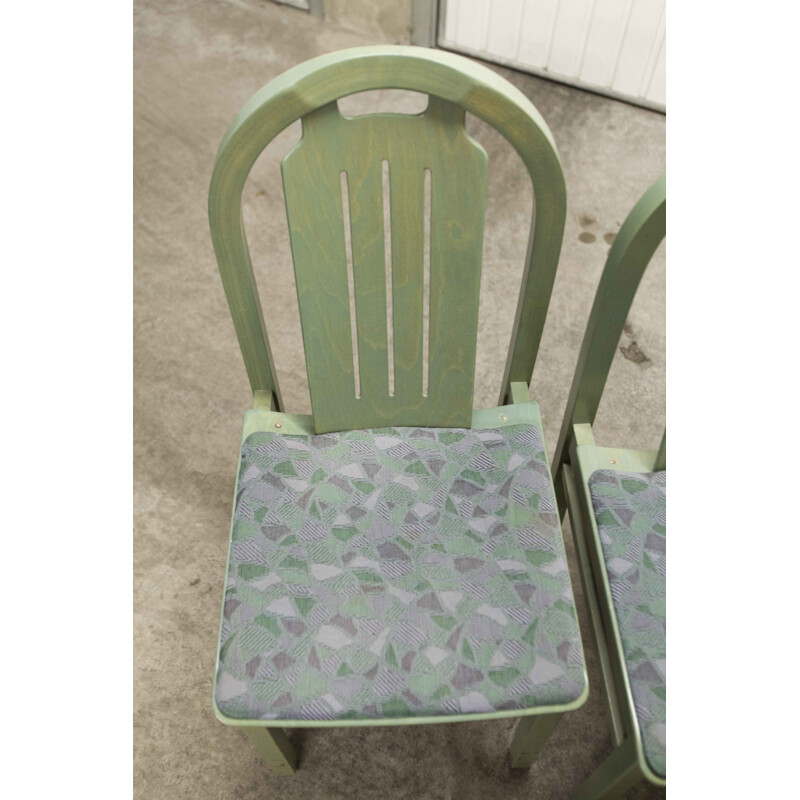 Set of 3 vintage Baumann Argos green chairs 1990
