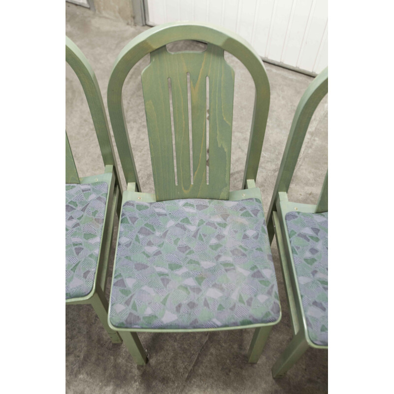 Set of 3 vintage Baumann Argos green chairs 1990