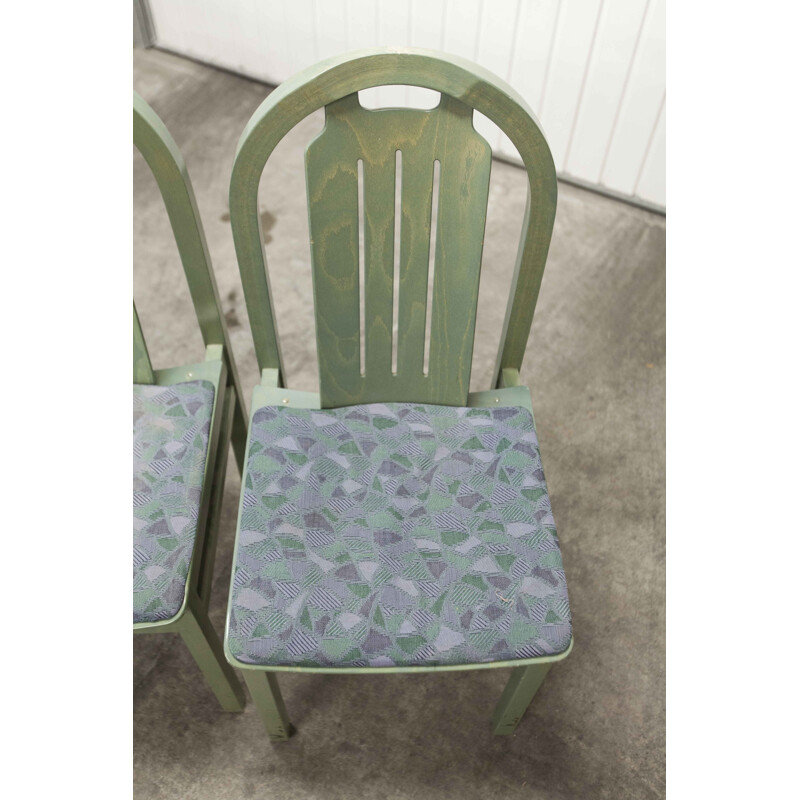 Satz von 3 Vintage-Stühlen Baumann Argos grün 1990