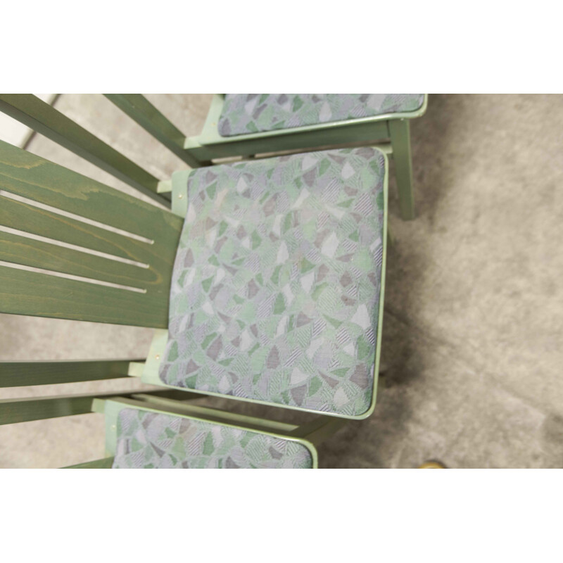 Set of 3 vintage Baumann Argos green chairs 1990