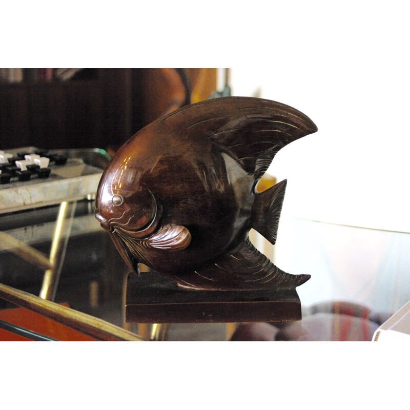 Pesce indocinese d'epoca in bronzo 1950