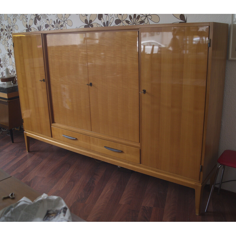 Vintage Cherrywood highboard with bar cabinet from the 1950s