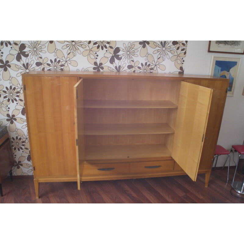 Vintage Cherrywood highboard with bar cabinet from the 1950s
