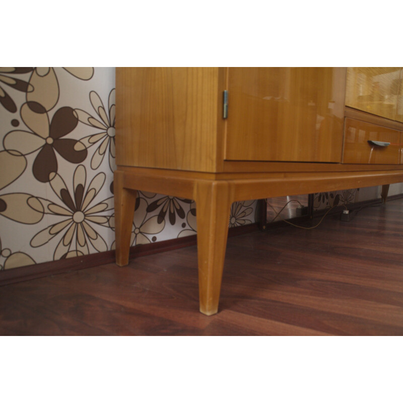 Vintage Cherrywood highboard with bar cabinet from the 1950s