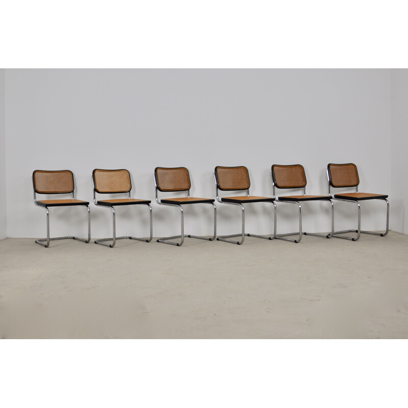 Set of 6 vintage Cesca Black Dinning Chairs By Marcel Breuer