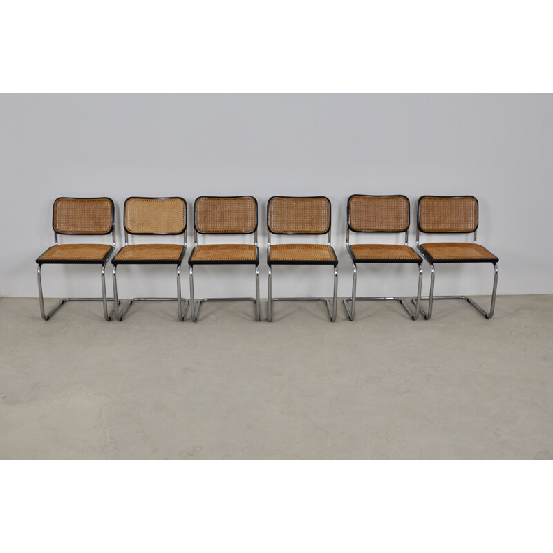 Set of 6 vintage Cesca Black Dinning Chairs By Marcel Breuer