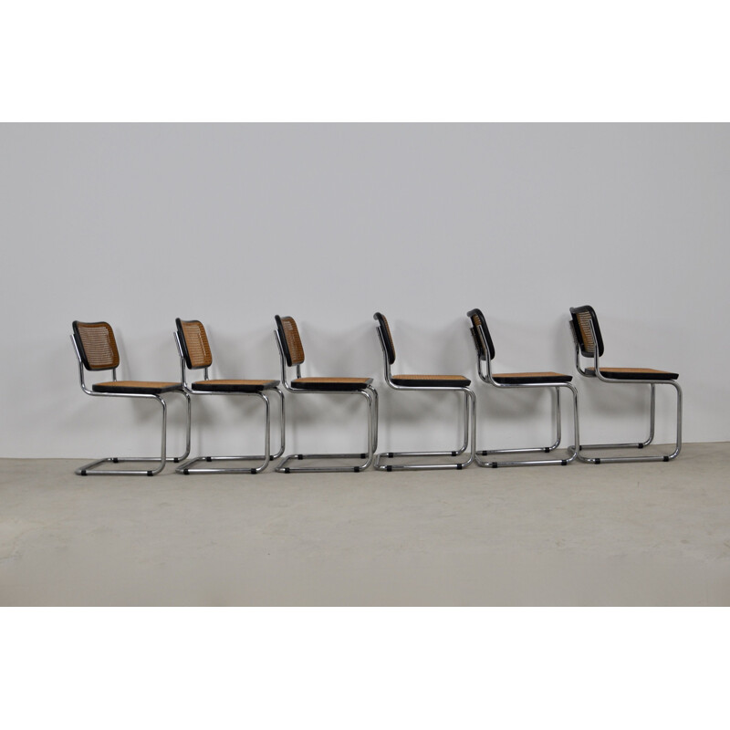 Set of 6 vintage Cesca Black Dinning Chairs By Marcel Breuer