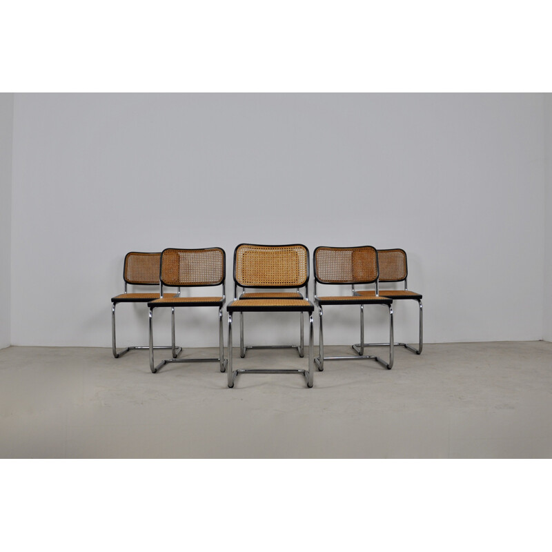 Set of 6 vintage Cesca Black Dinning Chairs By Marcel Breuer