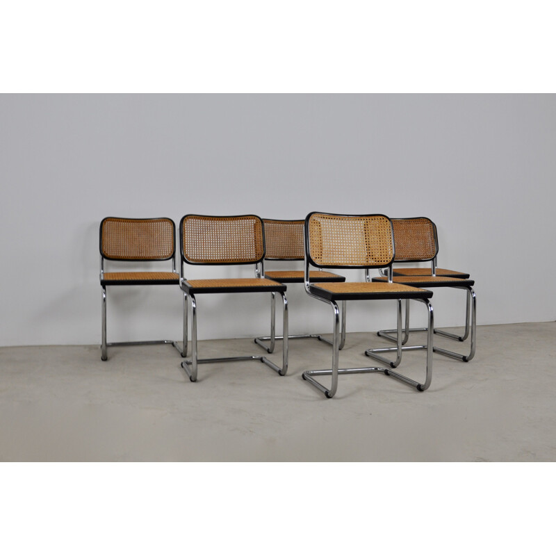 Set of 6 vintage Cesca Black Dinning Chairs By Marcel Breuer