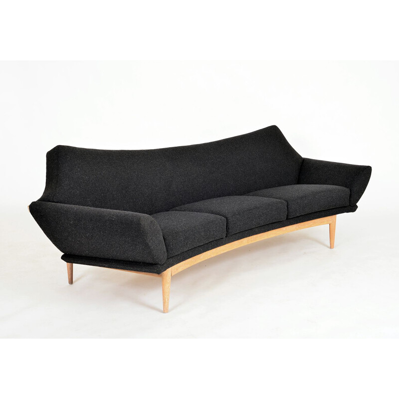 Sofá y sillón suecos vintage de madera curvada Johannes Andersen Trensums 1960