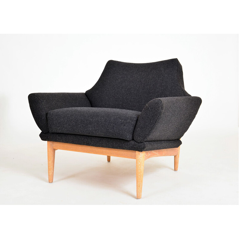 Vintage Swedish Oak Curved Sofa and Chair Johannes Andersen Trensums 1960s