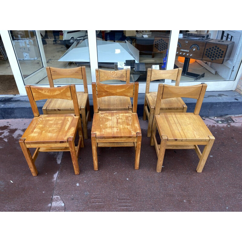 Suite of vintage 6 chairs and a bench Ilmari Tapiovaara 1960s