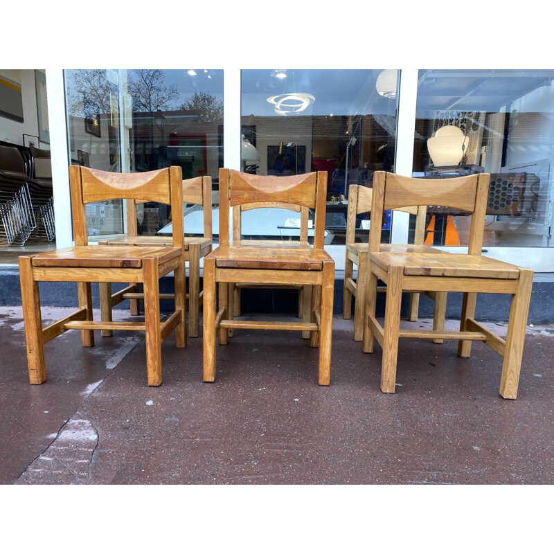 Suite of vintage 6 chairs and a bench Ilmari Tapiovaara 1960s