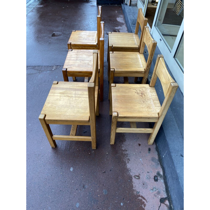 Suite of vintage 6 chairs and a bench Ilmari Tapiovaara 1960s