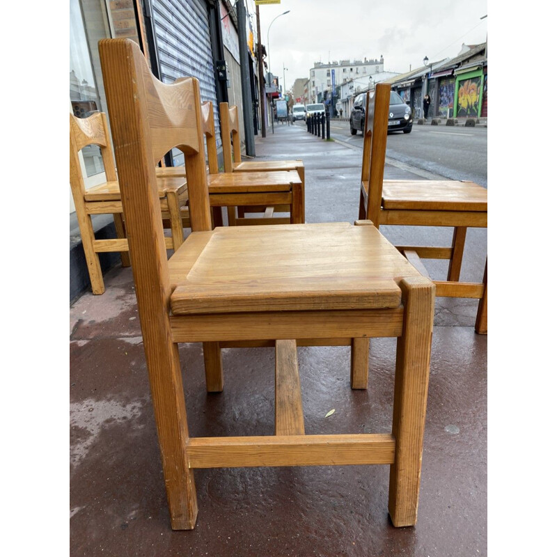 Suite of vintage 6 chairs and a bench Ilmari Tapiovaara 1960s