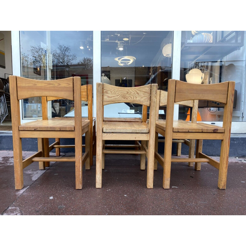 Suite of vintage 6 chairs and a bench Ilmari Tapiovaara 1960s