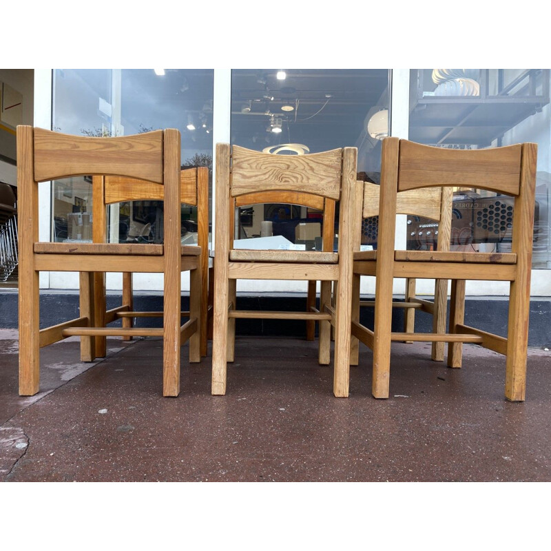 Suite of vintage 6 chairs and a bench Ilmari Tapiovaara 1960s