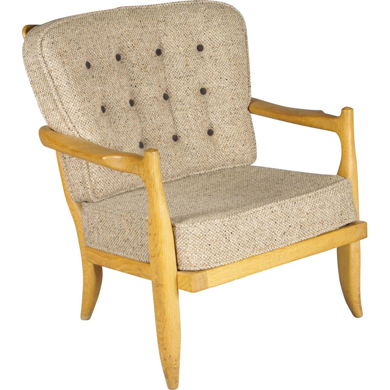 Votre Maison armchair in oak and wool, GUILLERME et CHAMBRON - 1960s