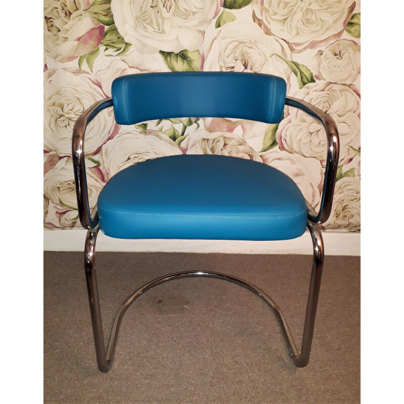 Set of 4 vintage tubular armchairs