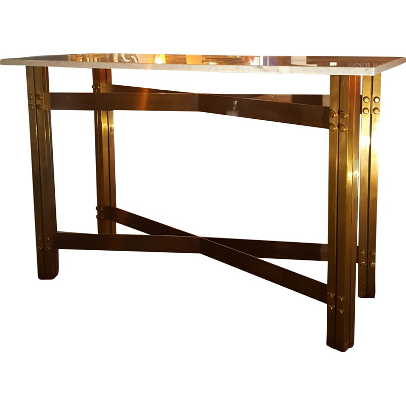 Mid century side table in brass with marble table top - 1960s