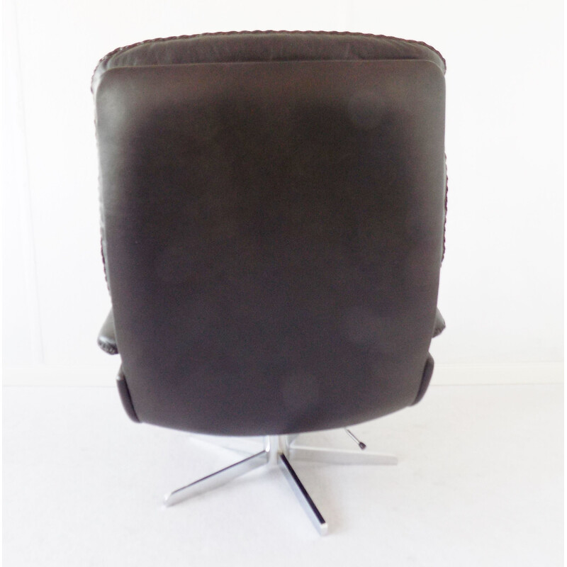 Vintage James Bond Chair black leather armchair 1969s