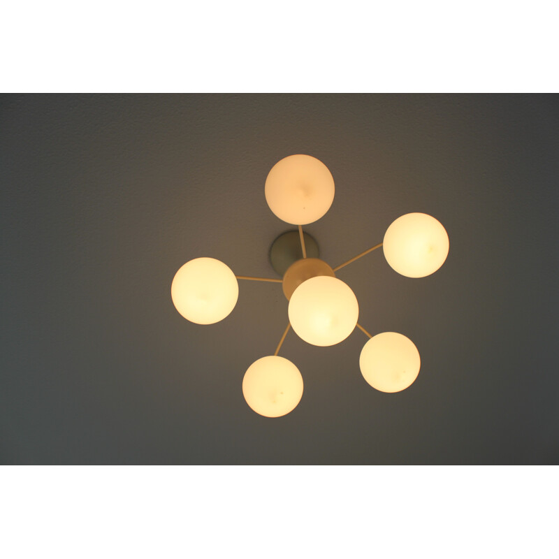 Vintage Temde lamp white balls from Max Bill