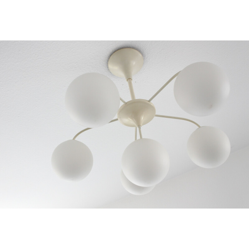 Vintage Temde lamp white balls from Max Bill