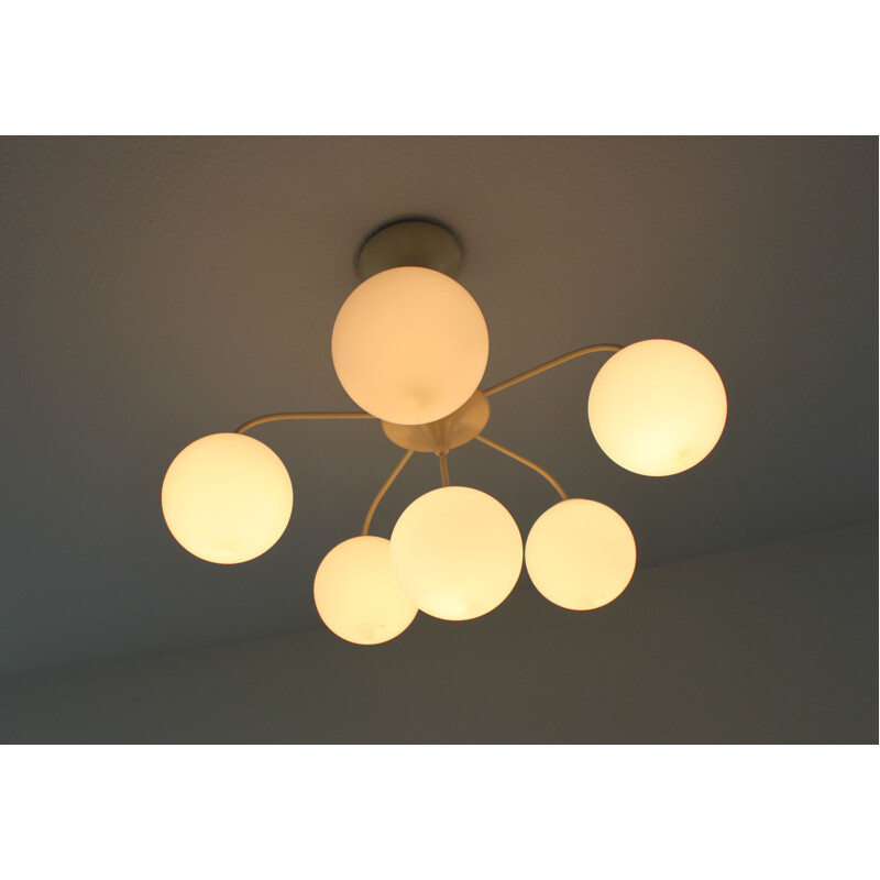 Vintage Temde lamp white balls from Max Bill