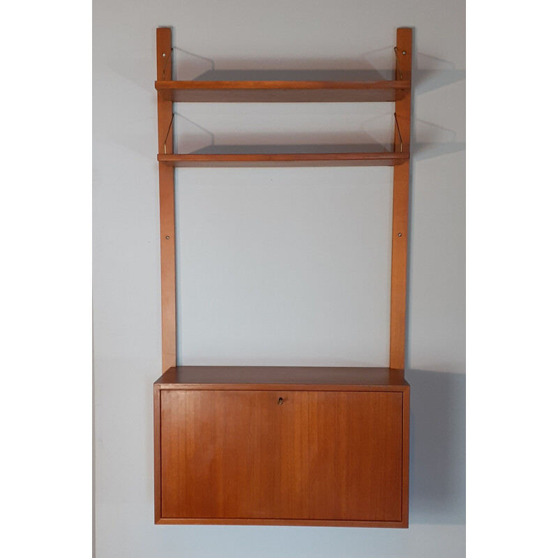 Vintage Wall Secretary with Scandinavian Teak Shelves 1960s