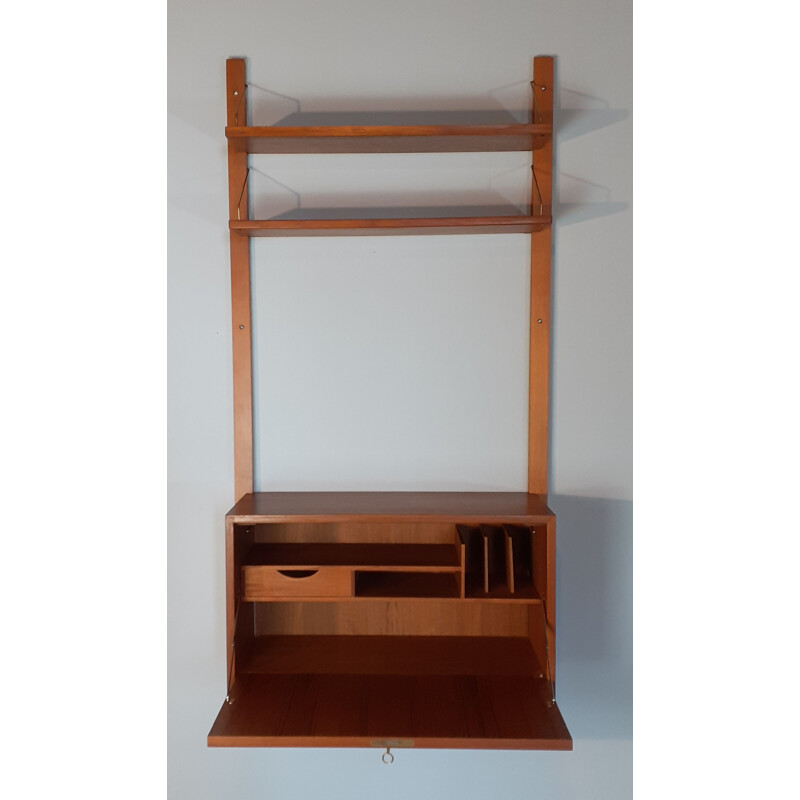 Vintage Wall Secretary with Scandinavian Teak Shelves 1960s