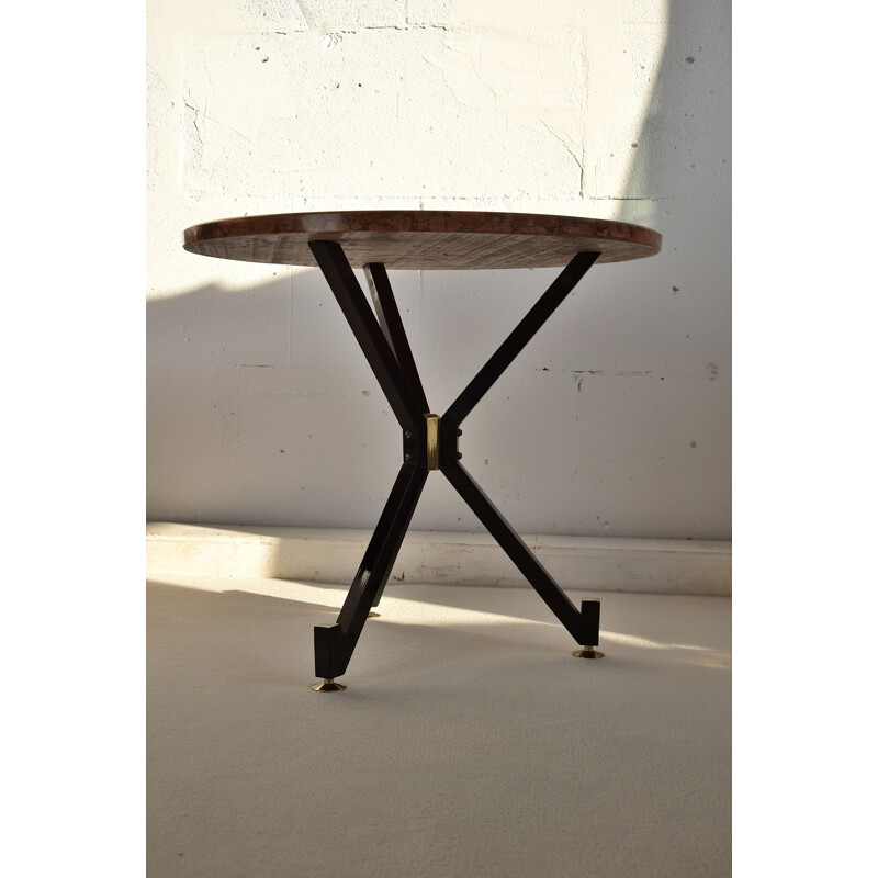 Vintage brass and marble side table, Italy 1950