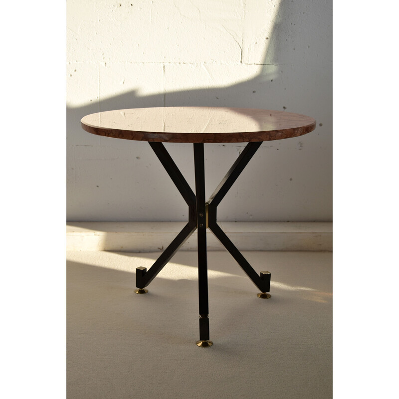 Vintage brass and marble side table, Italy 1950