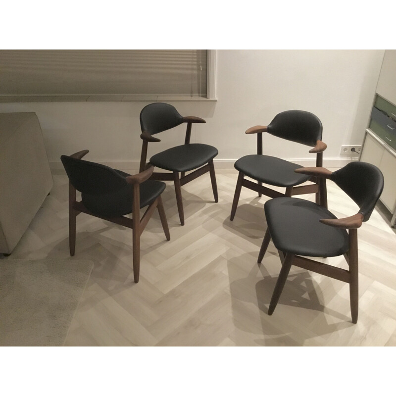 Set van 4 vintage koehoornstoelen van Tijsseling Nijkerk 1950
