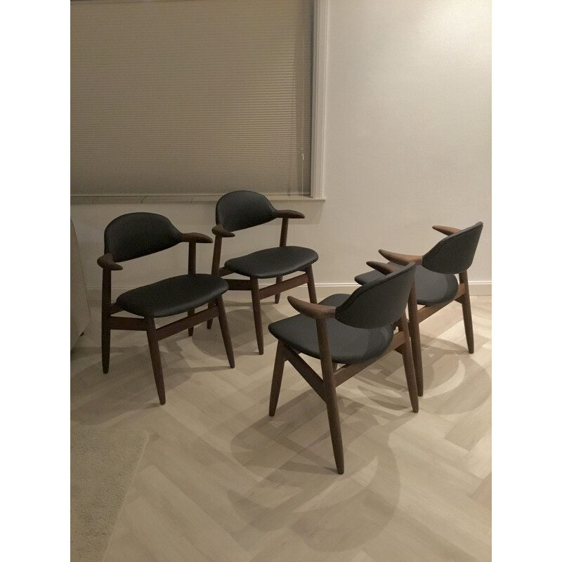 Set van 4 vintage koehoornstoelen van Tijsseling Nijkerk 1950