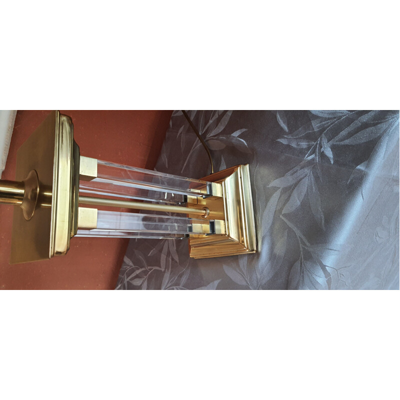 Vintage Plexiglas and brass lamp