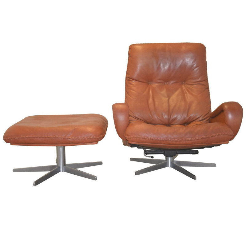 De Sede "S 231" armchair and his ottoman in leather - 1960s